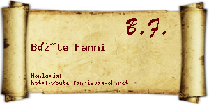 Büte Fanni névjegykártya